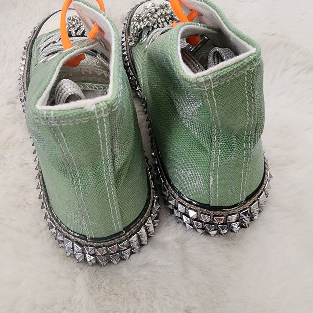 Nan-Ku Couture x Free People Cruise Studded Aloe Green High-Top Sneakers Size 38 - Picture 6 of 11